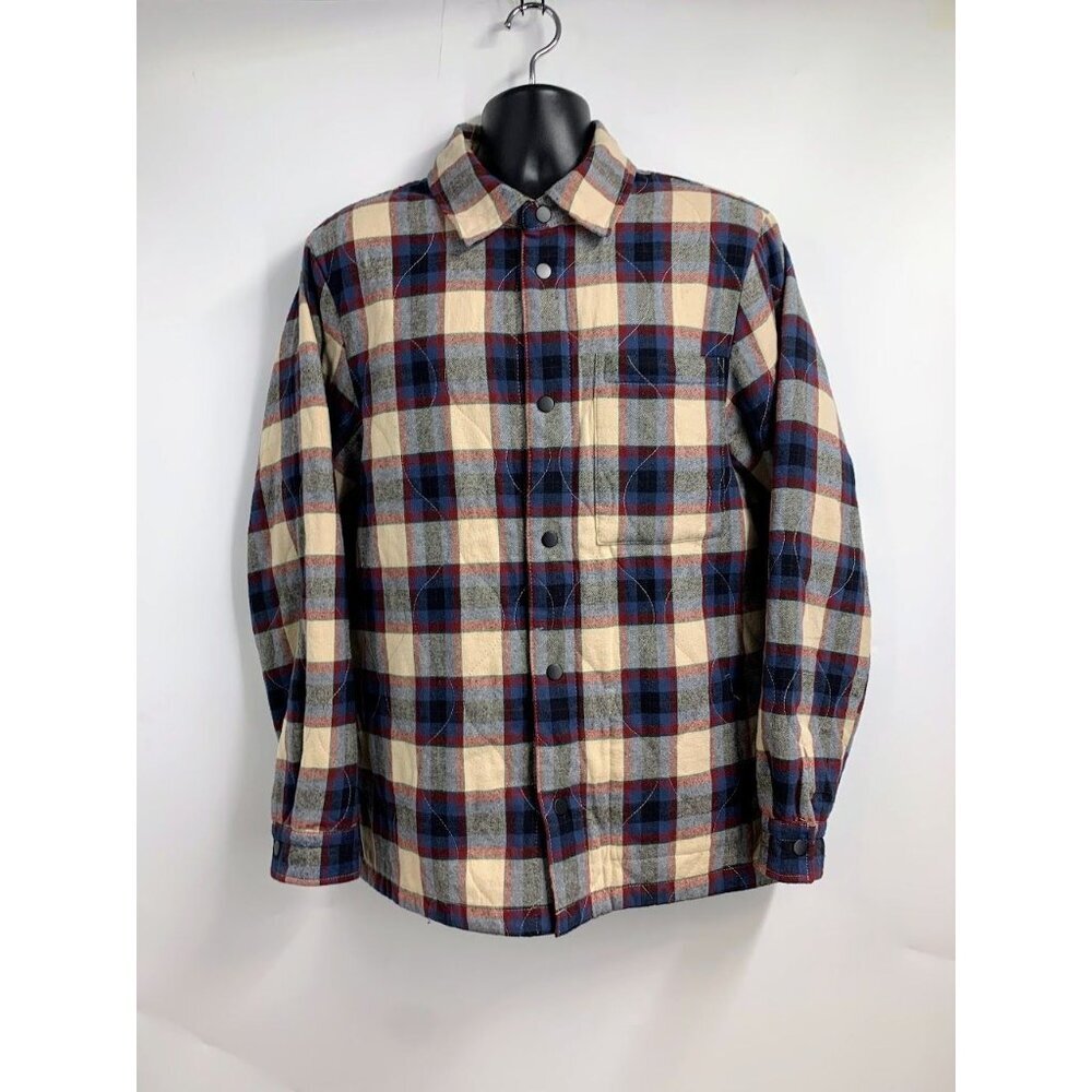 And Now This Men's Quilted Plaid‎ Snap Button Long Sleeve Shacket Size M